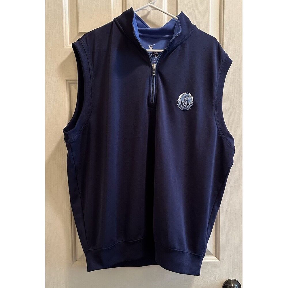 F&G XL Golf Half Zip vest Oak Hills Country Club‎ Dk Blue Poly Spandex Blend